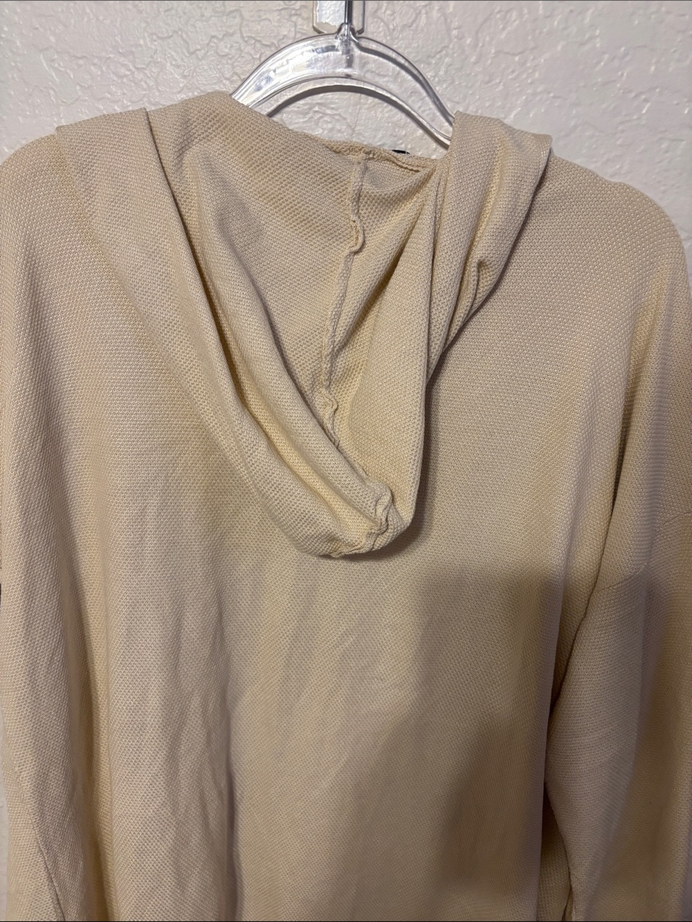 🎼 Merokeety Light Cream Hooded Open-Front Cardigan size XL GUC - Picture 9 of 10